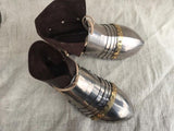 Titanium sabatons with leather boots (fixed construction)